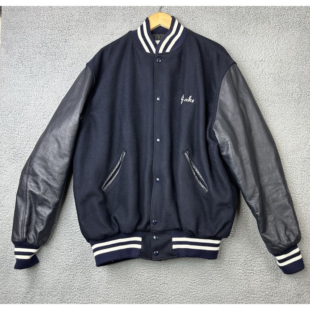 Notre Dame High School Holloway Letterman Jacket Mens XL Long Blue Peoria IL